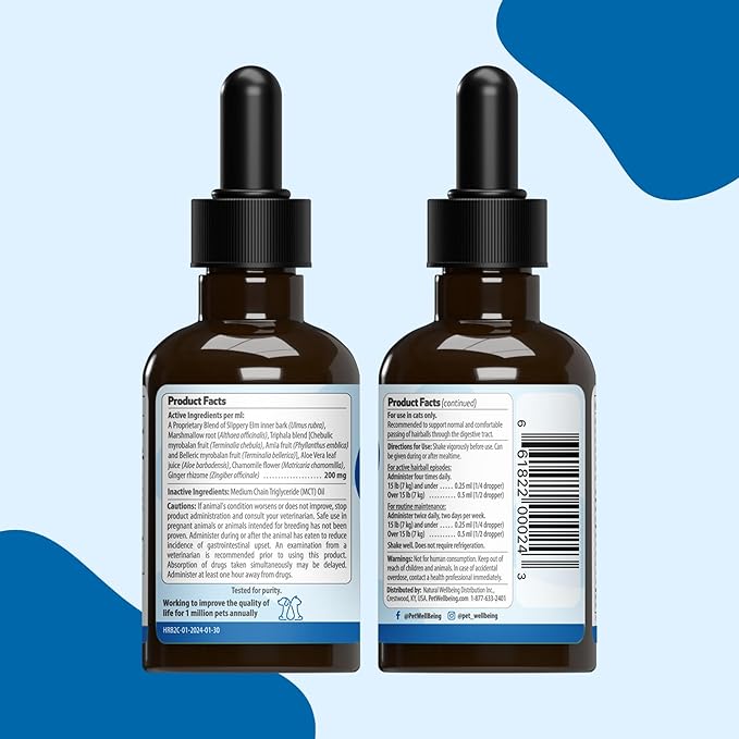 Pet Wellbeing Hairball Gold for Cats - Vet-Formulated - Eases Passage of Hairballs Through Digestive Tract - No Mineral Oil, All-Natural Lubrication - 2 oz (59 ml)-Mewly Pet