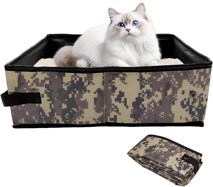 Portable Litter Box for Cats, Folding Cat Travel Litter Box Waterproof, (16 * 12 * 4) inches, Traveling Supplies for Pet-Mewly Pet