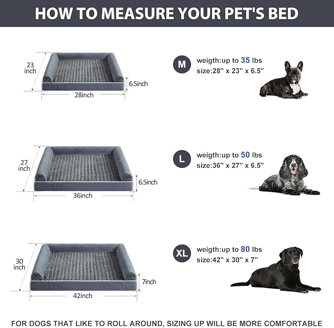 BFPETHOME Dog Beds for Large Dogs, Orthopedic Dog Bed for Medium Large Dogs,Big Waterproof Couch Pet Bed with Removable Washable Cover-Mewly Pet