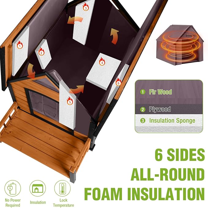 Dog House Outdoor Insulated, Sturdy & Warm Winter Puppy Shelter, 45" L Large Dog Kennel with Chew-Proof Iron Frame, Suitable for Small to Large Dogs(Brown)-Mewly Pet