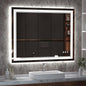 LED Bathroom Mirror, 40x32 Inch Gradient Front and Backlight Bathroom Vanity Mirror, 3 Colors Dimmable CRI>90 Double Lights, IP54 Enhanced Anti-Fog, Hanging Plates Wall Mount LED Mirror