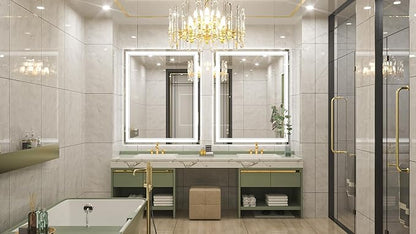 Keonjinn Lighted Bathroom Mirror, 40 x 32 Inch Bathroom LED Mirror with Lights, Frontlit Only, HD Tempered Glass, UL-Listed LED Driver, Anti-Fog, 6000K Dimmale, Easy Installation(Horizontal/Vertical)