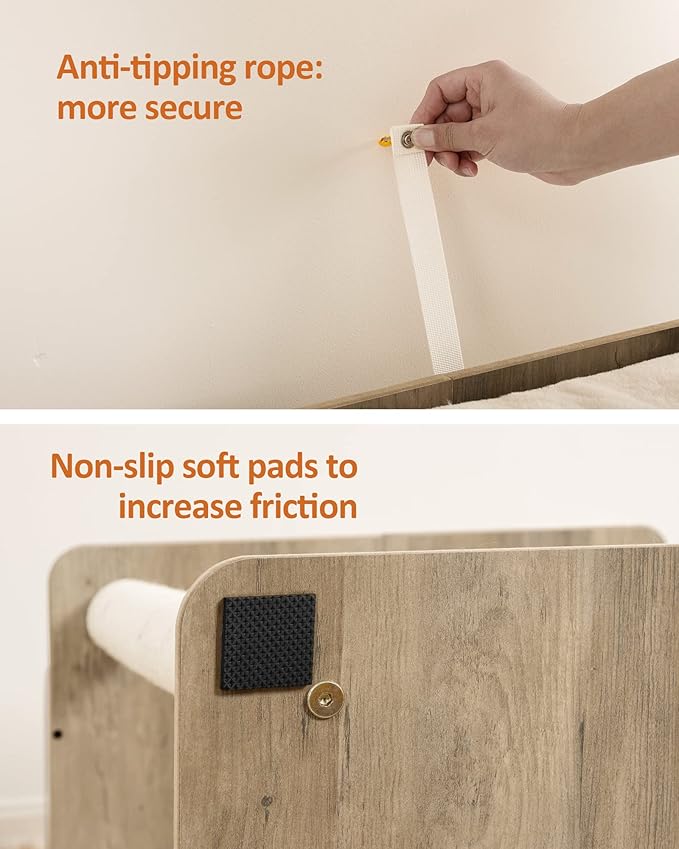 FourFurPets 26.7in Large Cat Tree Tower Condo, Cat Scratch Posts for Indoor Cats, Big Plate, Three 23.6in Full Sisal Scratching Posts, Greige-Mewly Pet