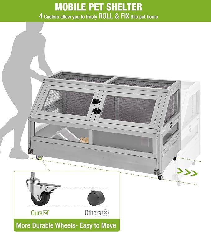 GUTINNEEN Guinea Pig Cage, Hamster Cage with Chew-Proof Aluminum Edges & Leak-Proof PVC Layer, Small Animal Cage with 4-Wheel Design, Acrylic/Mesh Panels for Ferrets, Rats-Mewly Pet