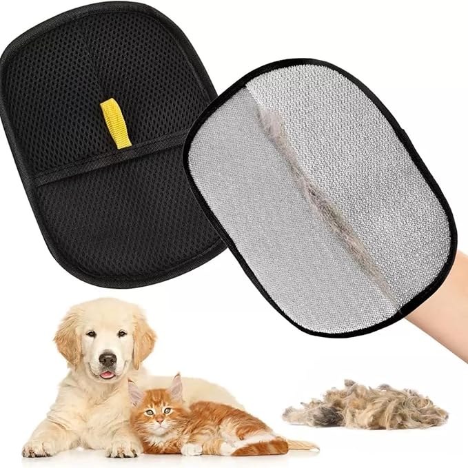 2Pcs Pet Hair Removal Gloves，Efficient Pet Grooming Gloves,Reusable Pet Hair Glove，Reusable Double Sided for Couch, Furniture,Carpet