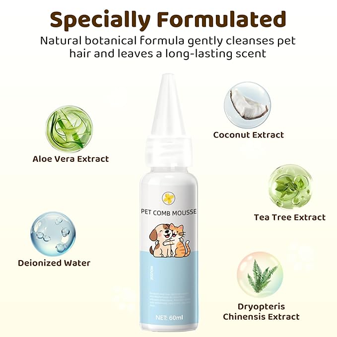 Steam Cat Brush, 6-in-1 Dog Brush Spritz Defur Comb with Pet Waterless Shampoo, Steamy Skin Friendly Deshedding Grooming Tool, Suitable for Shedding & Haired Pets, Pet Supplies Accessories, White-Mewly Pet