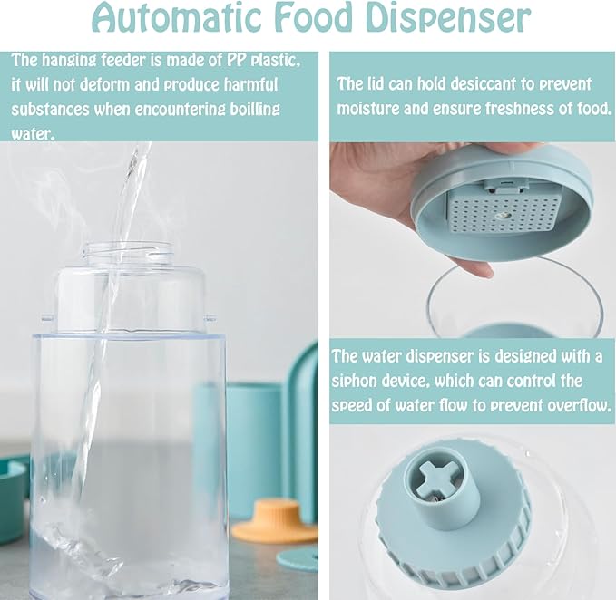 Hanging Automatic Rabbit Food Water Dispenser, Auto Dog Kennel Water Dispenser 35OZ Gravity Bunny Feeder, Dog Cage & Crate Water Dispenser for Rabbit Guinea Pig Hedgehog Ferret Kitty Puppy-Mewly Pet