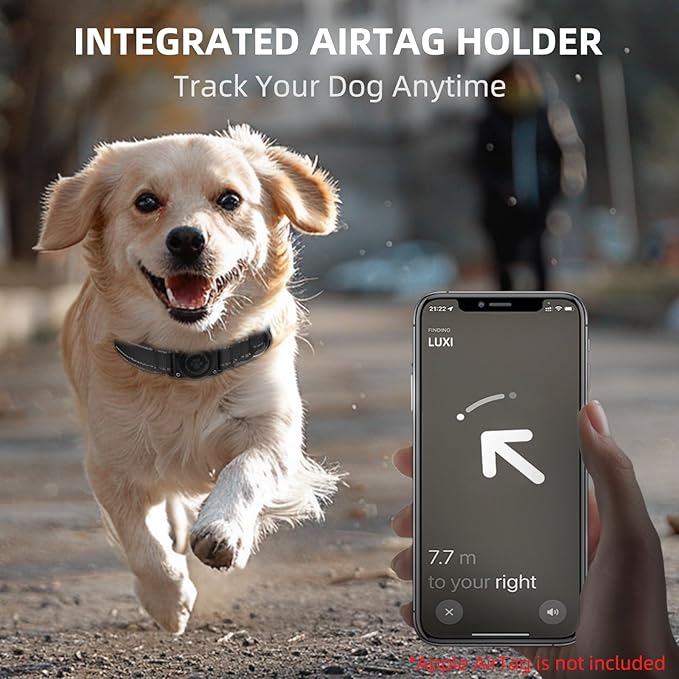 Airtag Dog Collar - 100% Waterproof Air tag Dog Collar Holder for Apple AirTag, Reflective, Soft Padded, Everlasting, GPS Dog Collar for Small Medium Large Dogs (Black, XL)-Mewly Pet