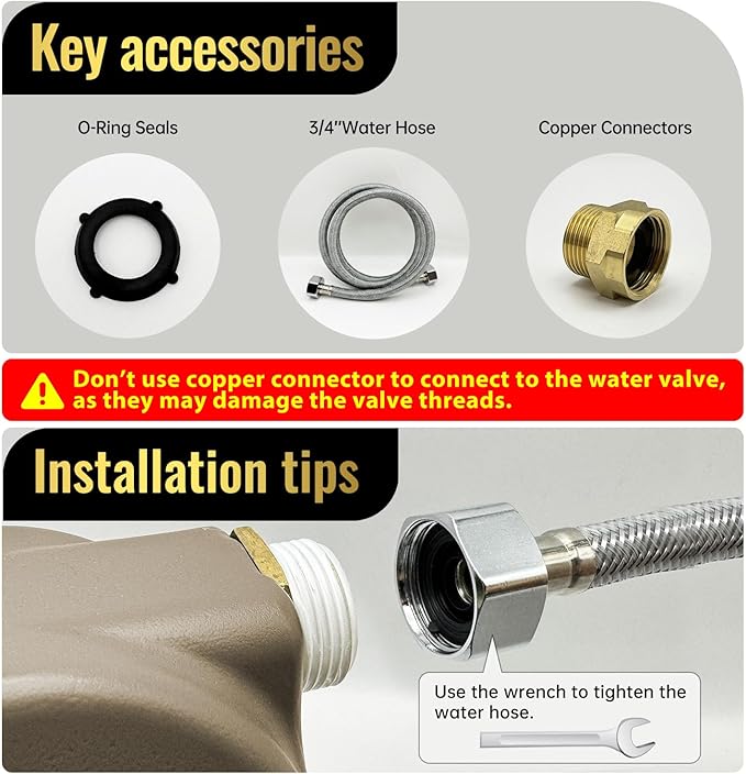 135OZ Automatic Water Dispenser for Dogs Patented Automatic Dog Water Bowl Fit 3/4'' GHT Male Faucet Outdoor Large Dog Water Bowl Include Water Hose Copper Connector Large Drinking Area Brown-Mewly Pet