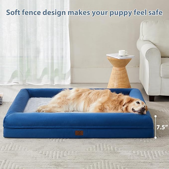 WNPETHOME Giant Dog Bed, Washable Dog Couch with Removable Waterproof Cover, Orthopedic Large Pet Sofa Bed with Bolster Sides for Sleeping-Mewly Pet