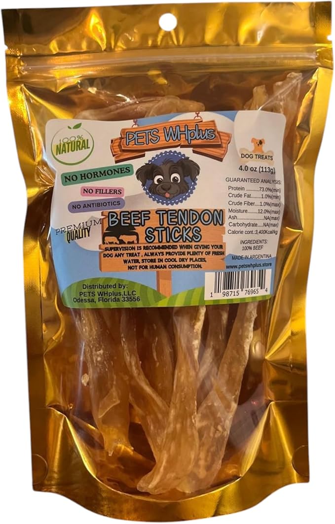 Beef Tendon Dog Treats, Single Ingredient, 100% Natural, Grass-Fed, Long-Lasting Rawhide-Free Chews, Collagen Protein, Dental & Joint Support, 4 oz, Safe & Grain-Free Snack-Mewly Pet