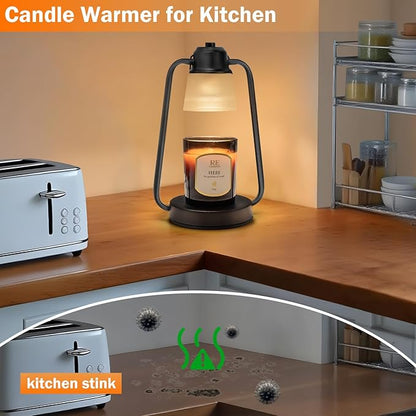 Candle Warmer Lamp with Timer Dimmer - Electric Modern Wax Melt Warmer Black Scented Jar Candles Light Birthday Gifts for Women Mom House Warming New Home Room Decor