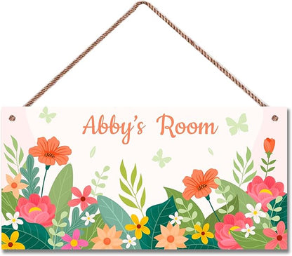 Personalized Planet Sign Funny Flowers Themed For Kids Room Boys Bedroom Door Decor,Custom Name Wall Art Decor Decorative Plate for Girls Room Nursery Little Man Cave