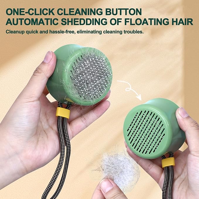 Self Cleaning Retractable Slicker Brush for Puppy and Cats, Grooming Tool with Hanging Rope, Fit for Yorkies, Pomeranians, Maltese, Shih Tzus, Toy Poodles and Maltipoos-Mewly Pet