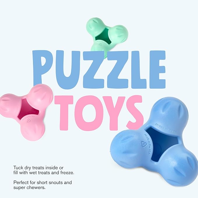 WEST PAW Zogoflex Tux Treat Dispensing Dog Chew Toy – Interactive Chewing Toy for Dogs – Dog Games for Aggressive Chewers, Fetch, Catch – Holds Kibble, Treats, Large 5", Periwinkle-Mewly Pet