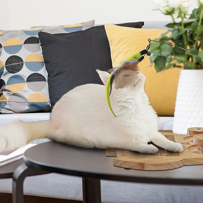 Petest Interactive Cat Toy Natural Sisal Cat Scratcher Toy with Catnip Balls, Owl Design-Mewly Pet