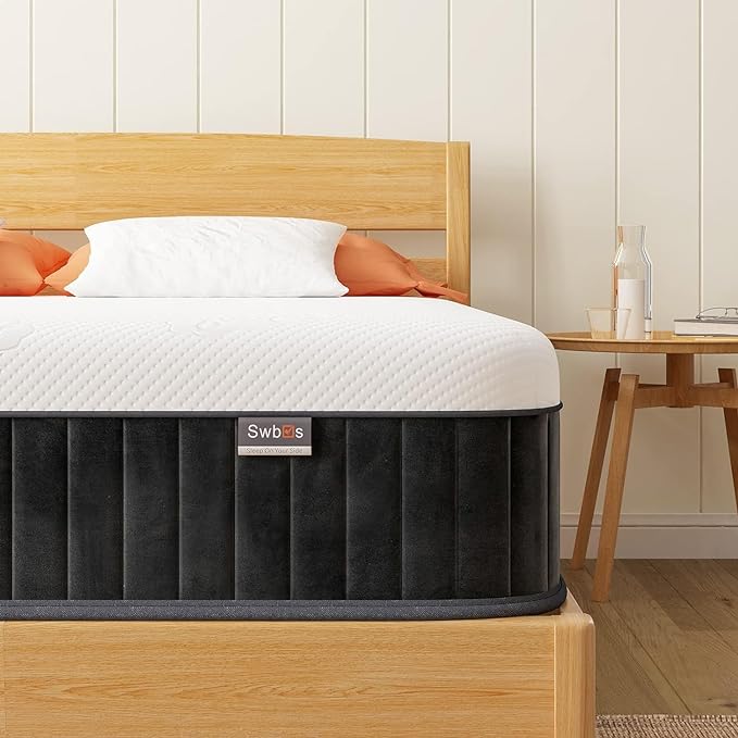 Swbvs Firm Queen Mattress, 12 Inch Memory Foam Firm Queen Mattress Size with Hybrid Queen Bed Mattress in a Box Pressure Relief &Queen Size Mattress
