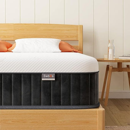 Swbvs Firm Queen Mattress, 12 Inch Memory Foam Firm Queen Mattress Size with Hybrid Queen Bed Mattress in a Box Pressure Relief &Queen Size Mattress