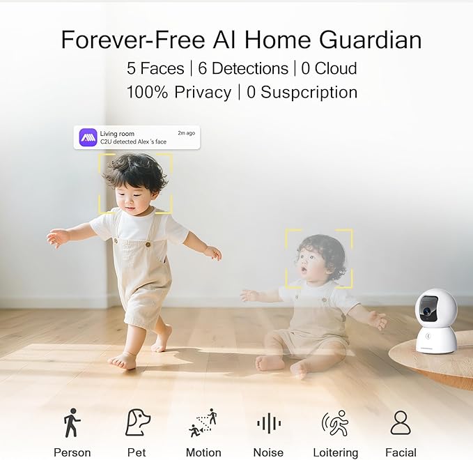 5G Security Camera Indoor, 3K Pet/Dog Camera with Speaker/Phone App, PTZ WiFi Baby Monitor Cameras for Home Security, 0-Glow Night Vision 2-Way Talk, AI Tracking Facial Recognition Time Lapse-Mewly Pet