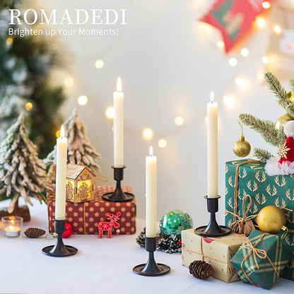 Black Candlestick Candle Holders for Taper ：12 PCS Romadedi Candle Stick Holder Set Vintage Table Centerpiece Halloween Decoration Wedding Christmas Fireplace Mantel Home Deocr