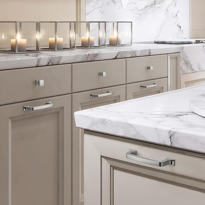 khtuMealware 10 Pack 3 Inch Cupboard Handles - Brushed Satin Nickel Cabinet Pulls & Drawer Handles