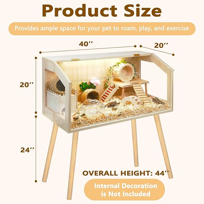 Prolee Hamster Cage with Legs, Guinea Pig Cages Chew Proof, Hamster House, Hamster Cages and Habitats, 32" L x 16" W x 40" H-Mewly Pet