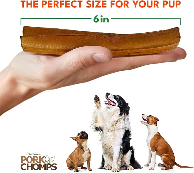 Pork Chomps Roasted Pork Skin Dog Chews, 6-inch Rib Shapes, 10 Count (Pack of 2)-Mewly Pet