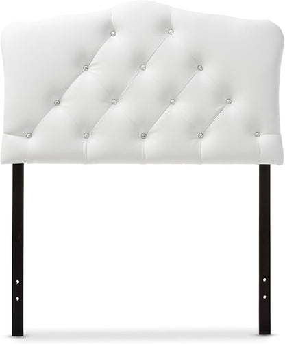 Baxton Studio Rita Modern and Contemporary White Faux Leather Upholstered Button-Tufted Scalloped Twin Size Headboard