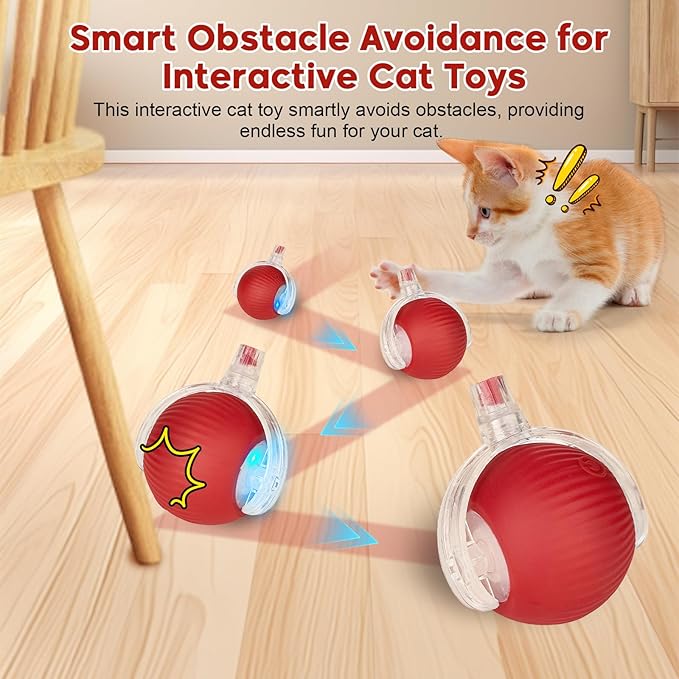 Interactive Cat Toy Dog Toy, Electric Automatic Rolling Moving Toys, Self Activated Play Smart Rolling Ball for Cats & Dogs, Chase Teaser Pet Ball for Bored Indoor Cats/Kittens/Dogs, Rechargeable-Mewly Pet