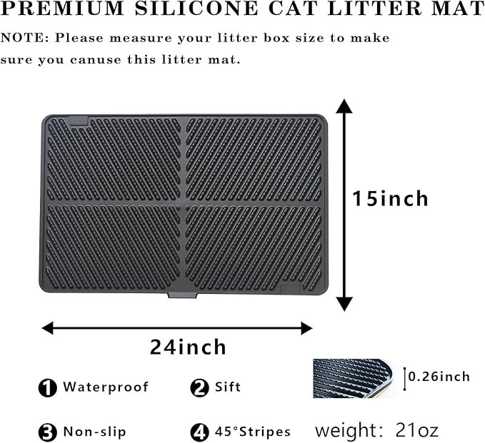 Silicone Cat Litter Mat, Scratch-Resistant Litter Trapping Mat, Waterproof & Non-Slip Litter Box Mat, Highly Effective for Collecting Litter, Easy to Clean for Indoor Use-Mewly Pet