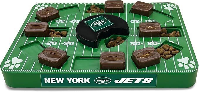 Pets First NFL New York Jets Puzzle, Interactive Dog Treat Puzzle Toy-Mewly Pet