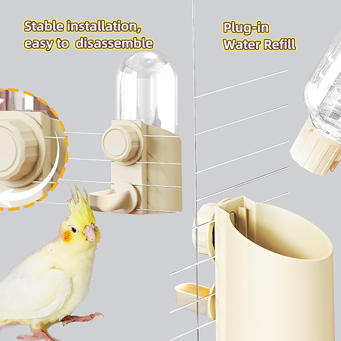 Automatic Hanging Bird Water Bottle - No Drip Cage Mounted Waters Feeder for Parakeets, Cockatiels, Budgies, Lovebirds, Finches, Canaries, Parrots (Bird Cage Accessories Travel Essential)-Mewly Pet