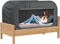 TidyFriend Twin Bed Tent, Pop-Up Privacy Canopy & Tent Beds for Kids and Adults – Cozy, Light Blocking, Breathable Pongee Fabric for Sleep, Play, or Study, Collapsible Design (Black)