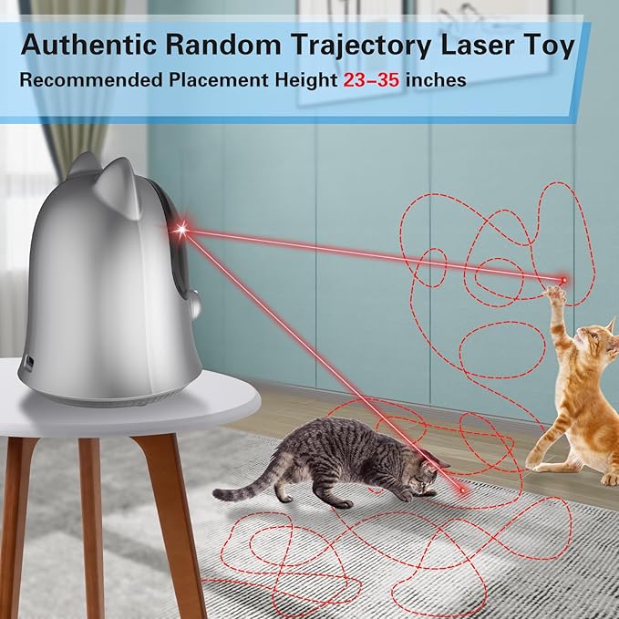 Cat Laser Toys for Indoor Cats, Random Trajectory Laser Cat Toy, Interactive Cat Toys for Bored Indoor Adult Cats/Kittens/Dogs (Silver)-Mewly Pet