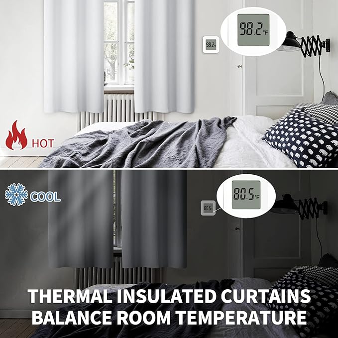 BGment Room Darkening Curtains 63 Inches Long - Grommet Thermal Insulated Drapes Window Treatment Curtains for Bedroom, 2 Panels, 52 x 63 Inch, Greyish White