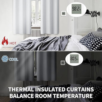 BGment Room Darkening Curtains 54 Inches Long - Grommet Thermal Insulated Drapes Window Treatment Curtains for Bedroom, 2 Panels, 52 x 54 Inch, Greyish White