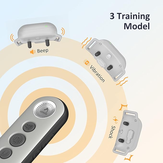 PATPET Dog Training Collar with Remote - Electric Dog Shock Collar for Small Medium Large Dogs - 3 Adjustable Safe Modes, Rechargeable Waterproof E Collar for Dogs (8-120 lbs)
