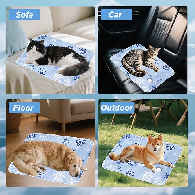 Dog Cooling Mat, Cooling Mat for Dogs & Cat, Provides Instant Relief for Small, Medium, Large Dogs, Washable, Non-Slip Design, Perfect for Hot Summer Days to Keep Pets Comfortable (L 23.6''*35.4'')-Mewly Pet