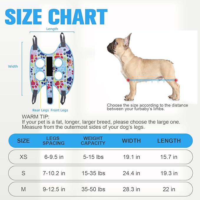 PAWCHIE Dog Grooming Hammock Harness for Dogs & Cats with Pet Nail Clipper Trimmer - Cat Hanger Sling for Trimming Clipping Nails- Dog Hammock Restraint Bag for Small Medium Large Dog, Blue XS-Mewly Pet