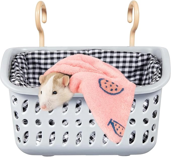 JWShang Rat Hammock for Cage, Chew Proof Hanging Basket Bed with Sturdy Hooks, Pet Cage Accessories, Safe Cozy Small Animal Rodent Hammock for Sugar Glider Mice Snuggling Sleeping-Mewly Pet