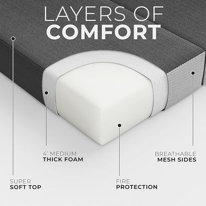 Cozzzi Folding Mattress Full Size for Floor and Traveling with Removable Cover - Lightweight and Portable Folding Mattress for Adults & Kids - Compact and Easy to Storage (75in x 54in x 4in)