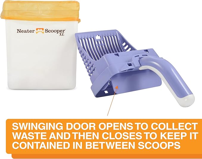 Neater Pet Brands Neater Scooper XL Cat Litter Scoop, 15 Refill Bags – Extra-Large Capacity Mess-Free Cat Litter Scooper with Bag for Large & Multiple Cats, Spill-Proof Litter Box Scooper with Holder-Mewly Pet