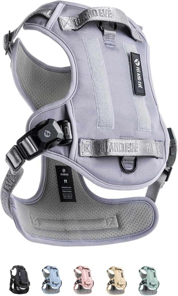 2025 New Edition, Fei & Eve MagEase Dog Harness - 3-Second Magnetic Buckles | 3-Point No-Pull Control | Heavy-Duty 900D Nylon | Dual Safety Handles | Breathable Mesh | Adjustable Fit | X-Large, Gray-Mewly Pet