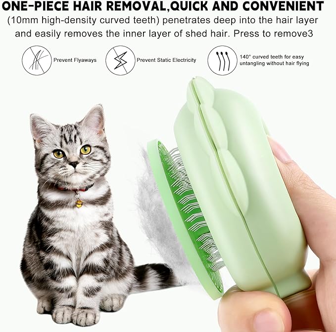 Cat Hair Brush for Shedding, 3-in-1 Pet Spray Hair Removal Comb with Visual Spray & Release Button, Waterproof Dog Grooming Brush for Furry Pet-Mewly Pet