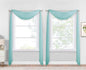 NICETOWN Pool Blue Decorative Window Scarfs, Fresh Color Chic Voile Sheer Curtains Flexible Valances for Beach House & Nursery Decor, Set of 2, W60 x L216