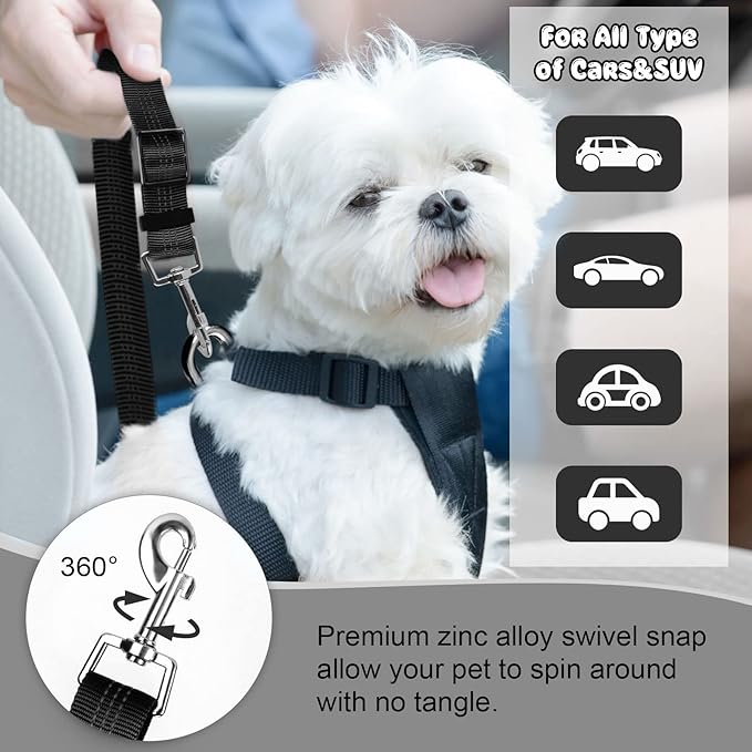 BWOGUE Pet Dog Cat Seat Belts, Car Headrest Restraint Adjustable Safety Leads Vehicle Seatbelt Harness (1 Pack)-Mewly Pet