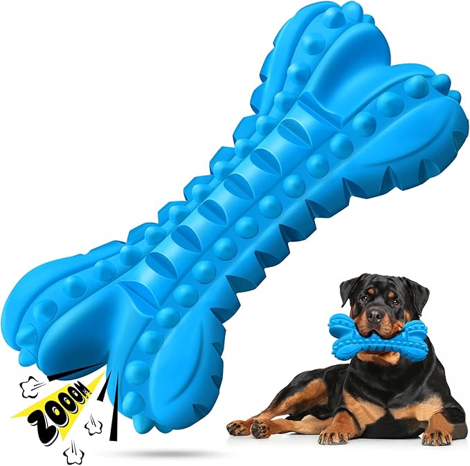 LEGEND SANDY Dog Toys for Aggressive Chewers Large Breed, Durable Dog Bones Squeaky Chew Toy, Nearly Indestructible Dog Toys for Large, Tough Natural Rubber Puppy Chew for Medium Teeth Cleaning-Mewly Pet
