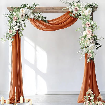 Socomi Wedding Arch Draping Fabric 1 Panel 29" x 19Ft Terracotta Sheer Chiffon Curtain Drapes 6 Yards for Wedding Ceremony Birthday Party Decoration