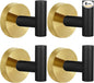 4 Pack Robe Towel Hooks Coat Black Gold Wall Hook Stainless Steel Heavy Duty Door Hanger Towel Robe Clothes Cabinet Closet Sponges Hook for Bathroom Bedroom Kitchen Hotel Pool