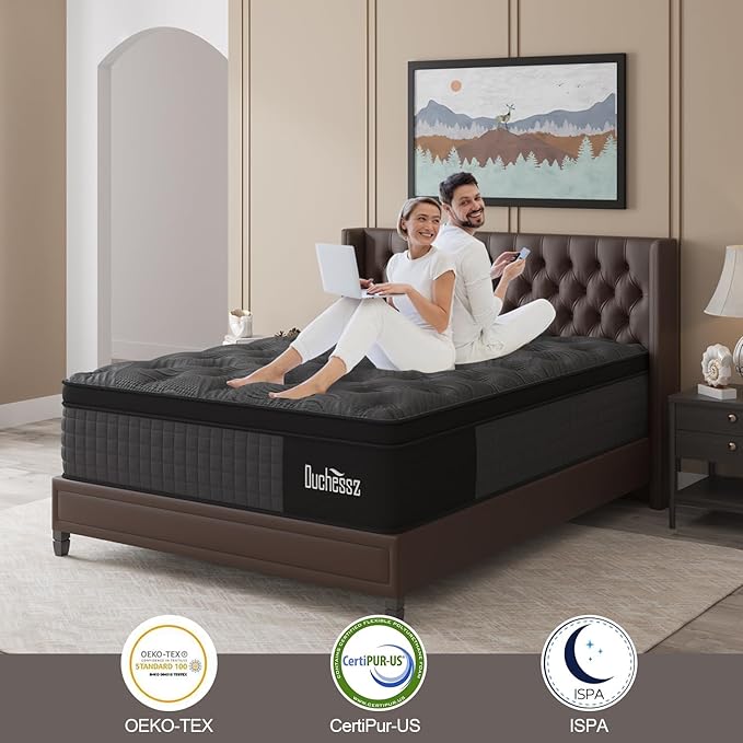 Twin Mattress, 14 Inch Hybrid Mattresses Black with Gel Memory Foam and Individually Pocket Innerspring Euro Top Medium Firm for Motion Isolation, Edge Support, 100 Night Trial